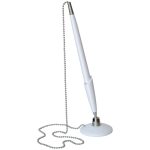 Ручка настольная шариковая "OfficeSpace" синяя, 0,7мм, белый корпус, металлическая цепочка