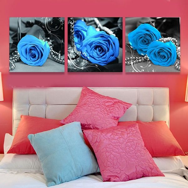 Картина по номерам триптих "Голубые розы"