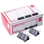 Зажим для бумаг, 51 мм, черные, уп.12 шт., Deli